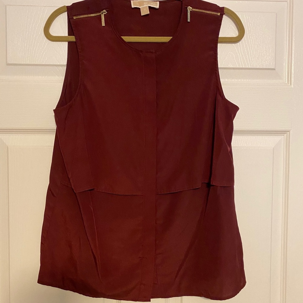 Micheal Kors Maroon Tank with Zipper Detail
